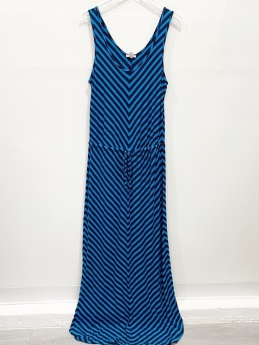 Caslon Blue and Black Chevron-Stripe Maxi Dress - XL